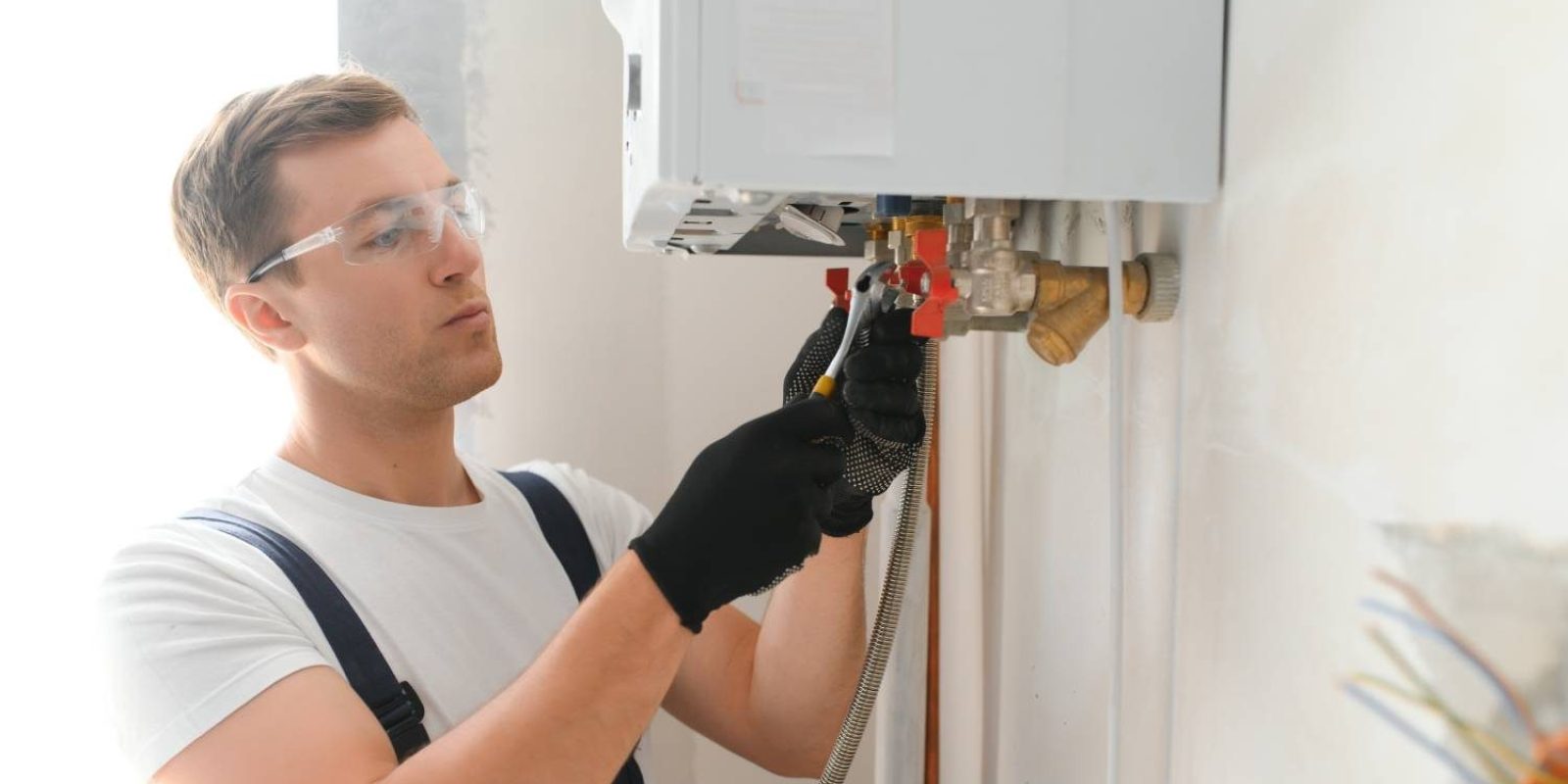 Man-repairing-water-heater